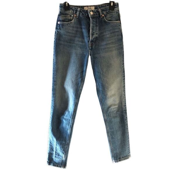 Free People Jeans Women 26 Rigid Denim Mom Ankle Medium Wash - Picture 1 of 9